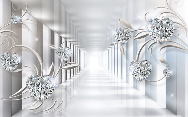 Couloir blanc avec diamants et fleurs u07513p 600x375 - Couloir blanc avec diamants et fleurs