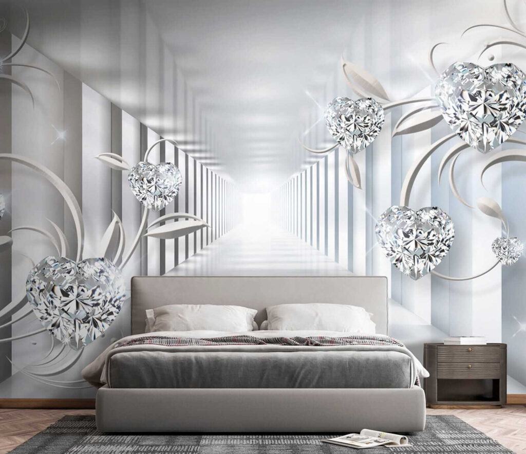 Couloir blanc avec diamants et fleurs u07513pib5 1024x883 - Couloir blanc avec diamants et fleurs