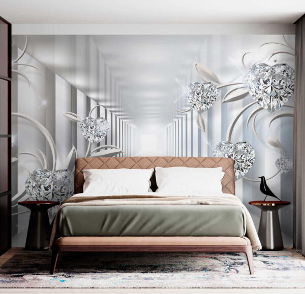 Couloir blanc avec diamants et fleurs u07513pib6 600x579 - Couloir blanc avec diamants et fleurs