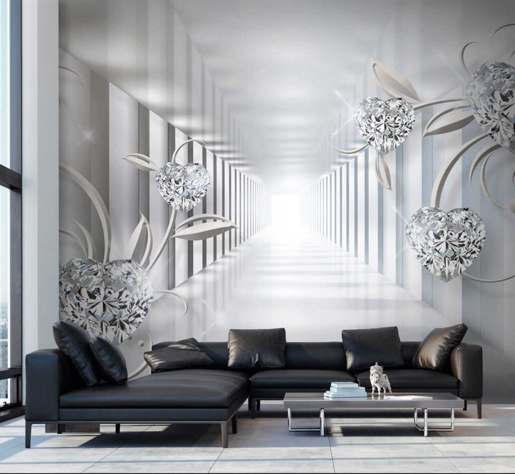 Couloir blanc avec diamants et fleurs u07513pig1 1024x942 - Couloir blanc avec diamants et fleurs