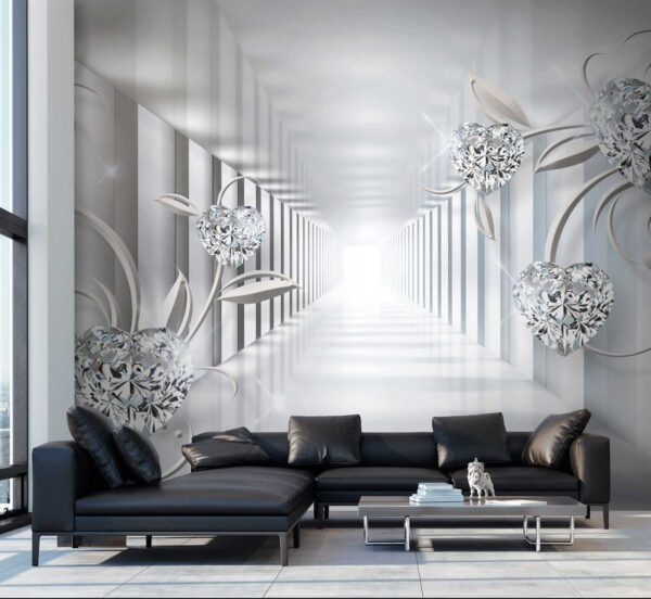 Couloir blanc avec diamants et fleurs u07513pig1 600x552 - Couloir blanc avec diamants et fleurs
