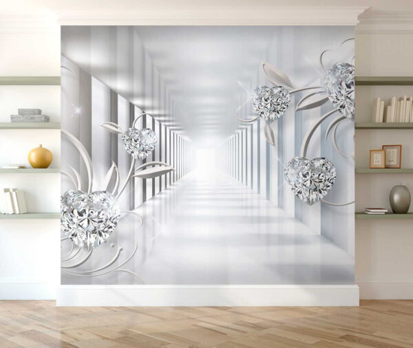 Couloir blanc avec diamants et fleurs u07513pih1 600x506 - Couloir blanc avec diamants et fleurs
