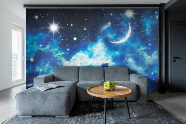Lune et étoiles dans le ciel Lune et étoiles dans le ciel