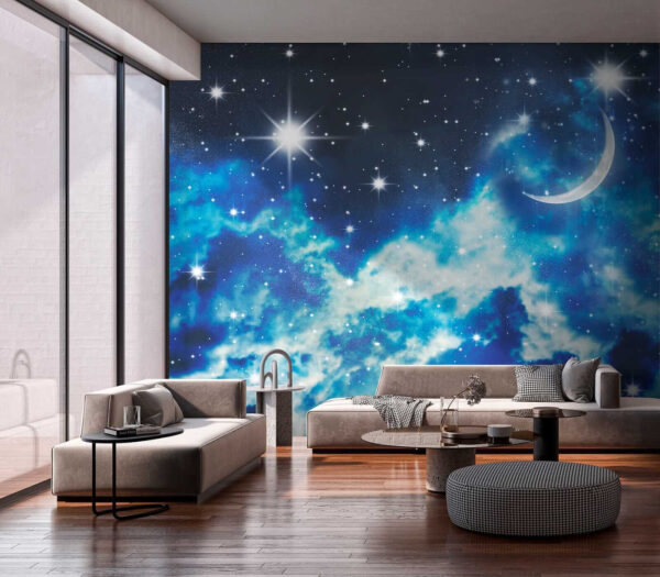 Lune et étoiles dans le ciel Lune et étoiles dans le ciel