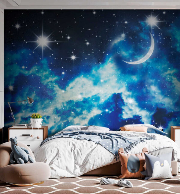 Lune et étoiles dans le ciel Lune et étoiles dans le ciel