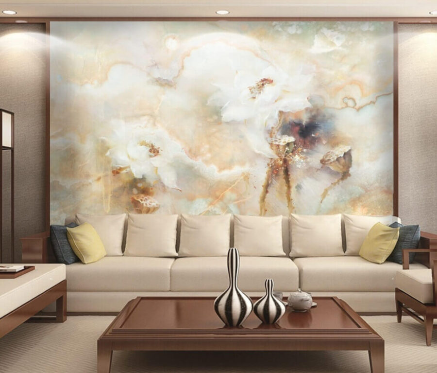 Peinture de fleurs sur une surface en marbre Peinture de fleurs sur une surface en marbre