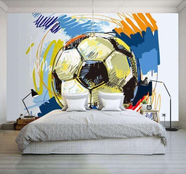 Ballon de football avec des gribouillis colorés Ballon de football avec des gribouillis colorés