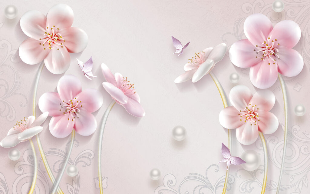 u09587p 1024x640 - Papier peint avec des fleurs et des papillons - tegory