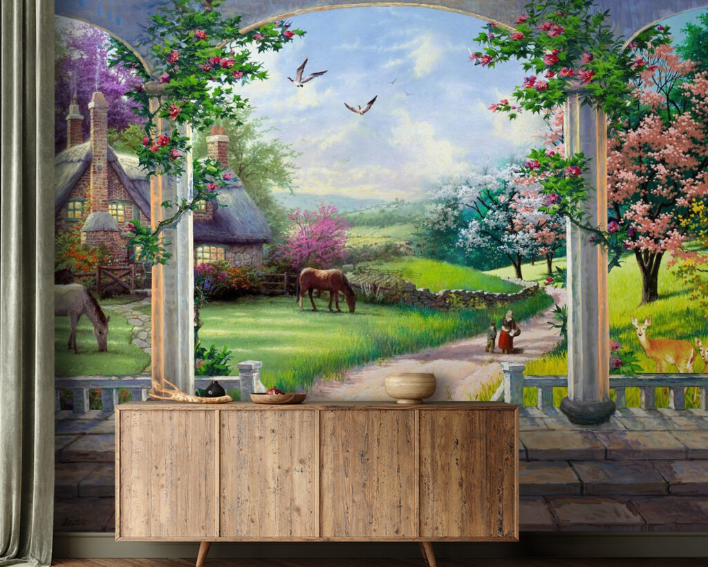 u09760pig21m 1024x819 - Peinture d'un paysage avec un cheval et une maison - tegory