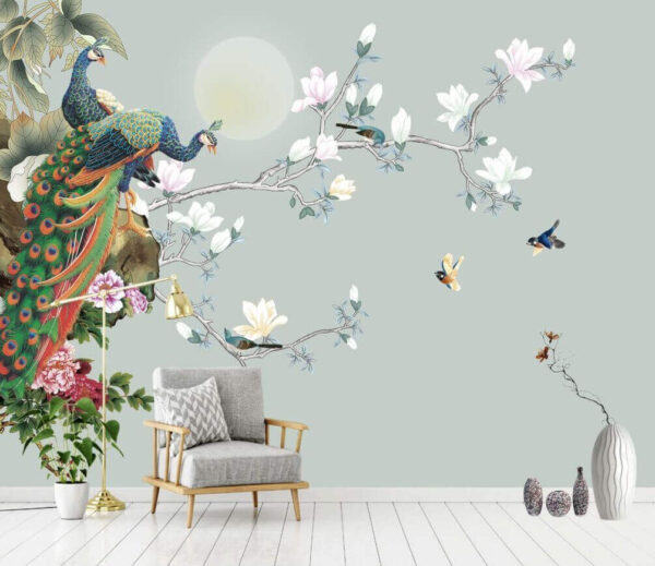 Oiseau sur une branche avec des fleurs et des oiseaux u09915pig1m 600x519 - Oiseau sur une branche avec des fleurs et des oiseaux - tegory