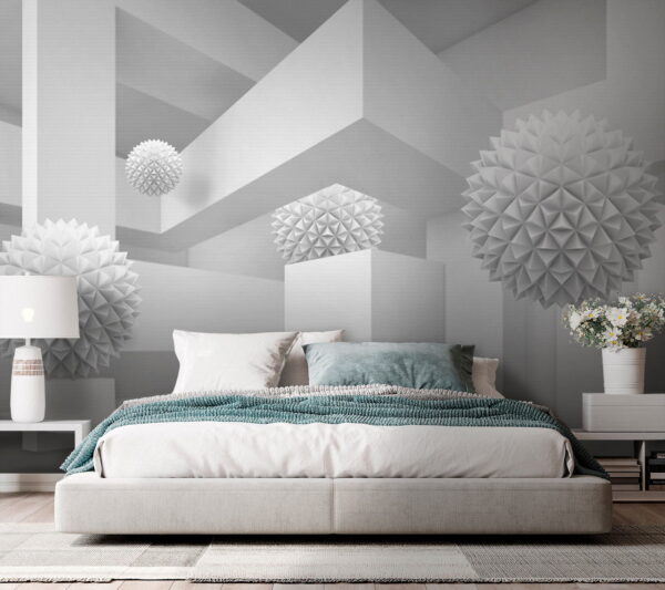 Chambre blanche avec boules blanches Chambre blanche avec boules blanches