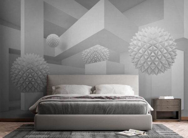 Chambre blanche avec boules blanches Chambre blanche avec boules blanches