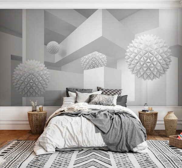Chambre blanche avec boules blanches Chambre blanche avec boules blanches