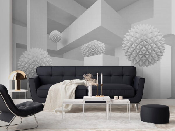 Chambre blanche avec boules blanches Chambre blanche avec boules blanches
