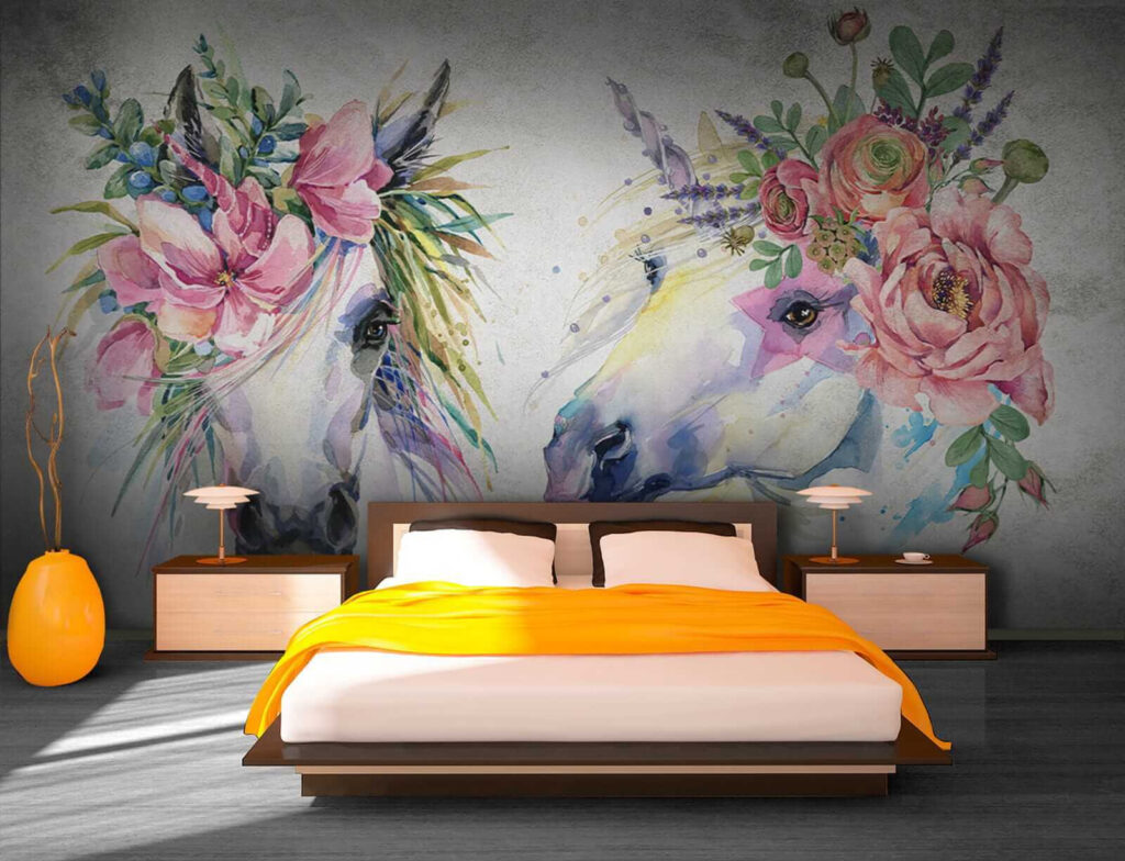 Couple de chevaux avec des fleurs sur la tête u14264pib1 1024x784 - Couple de chevaux avec des fleurs sur la tête