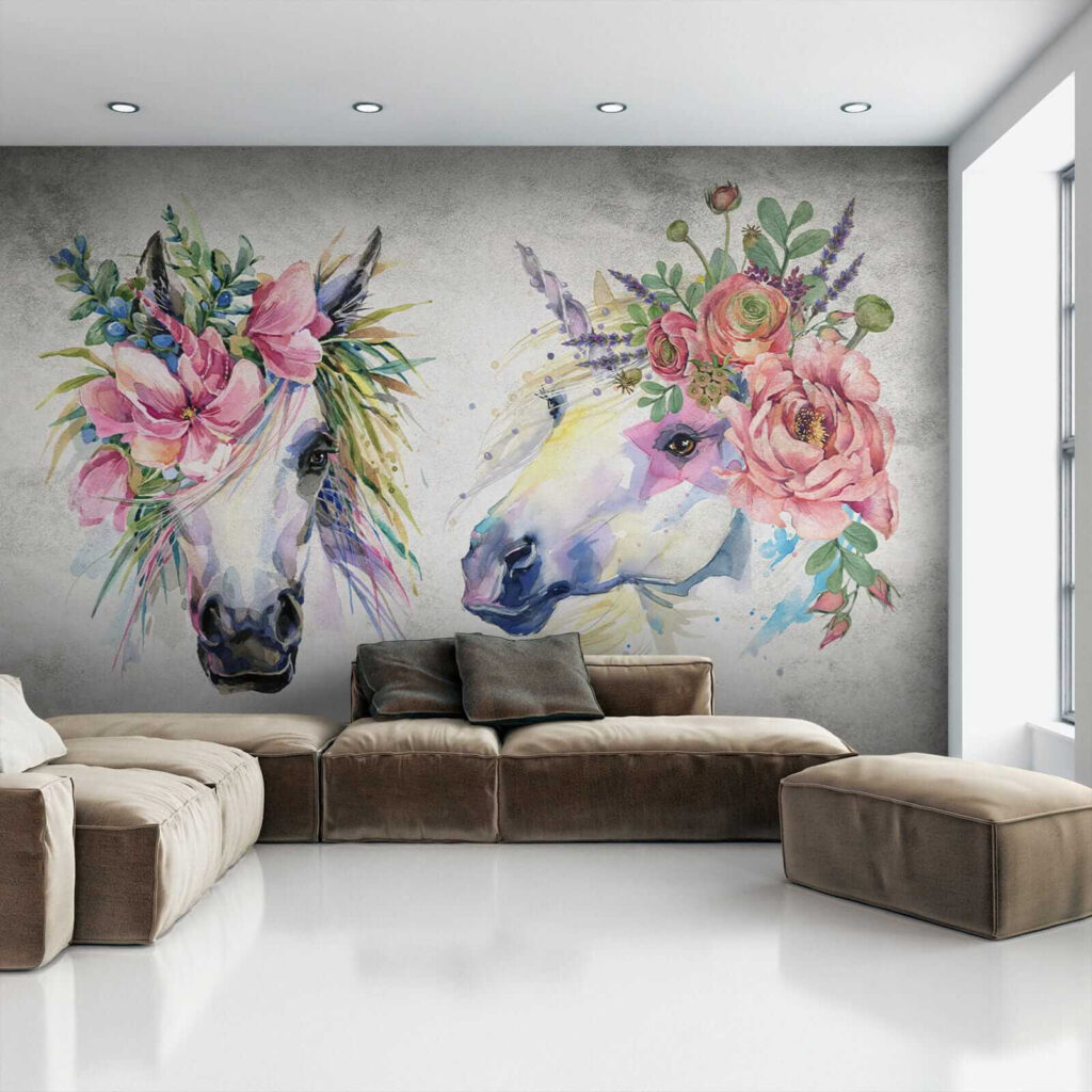 Couple de chevaux avec des fleurs sur la tête u14264pig2 1024x1024 - Couple de chevaux avec des fleurs sur la tête