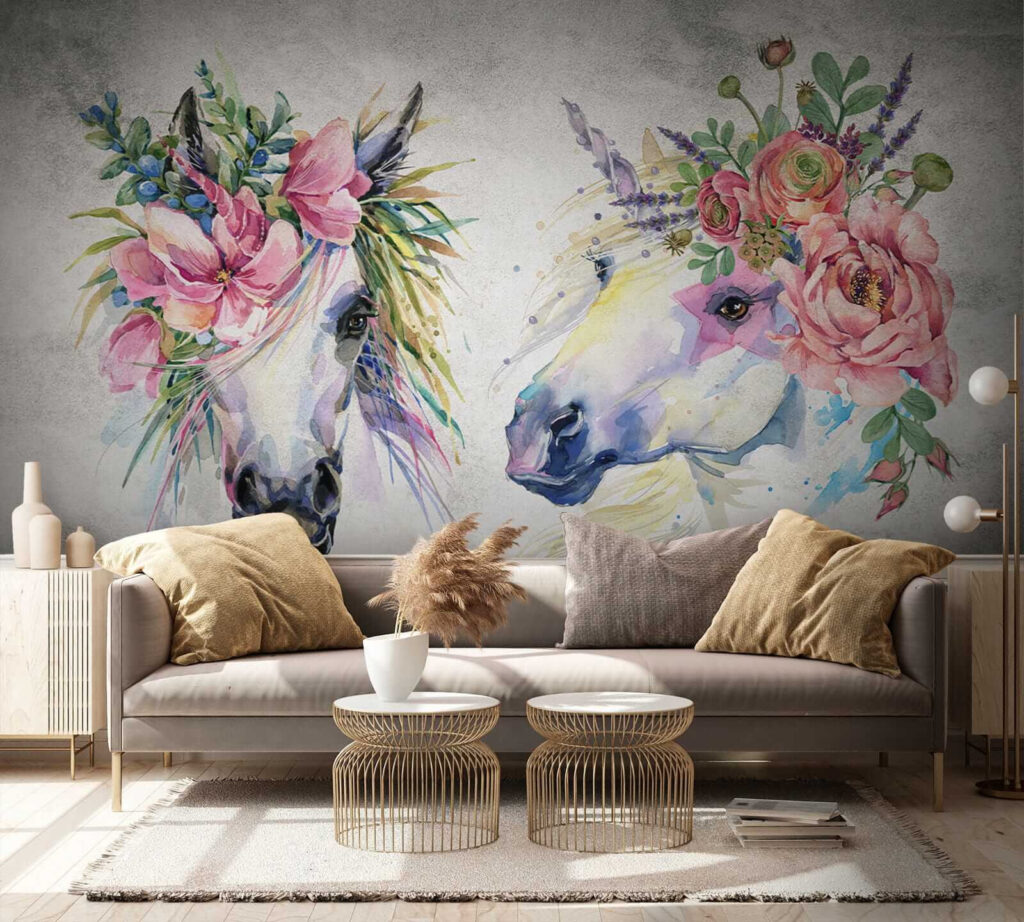 Couple de chevaux avec des fleurs sur la tête u14264pig4 1024x922 - Couple de chevaux avec des fleurs sur la tête