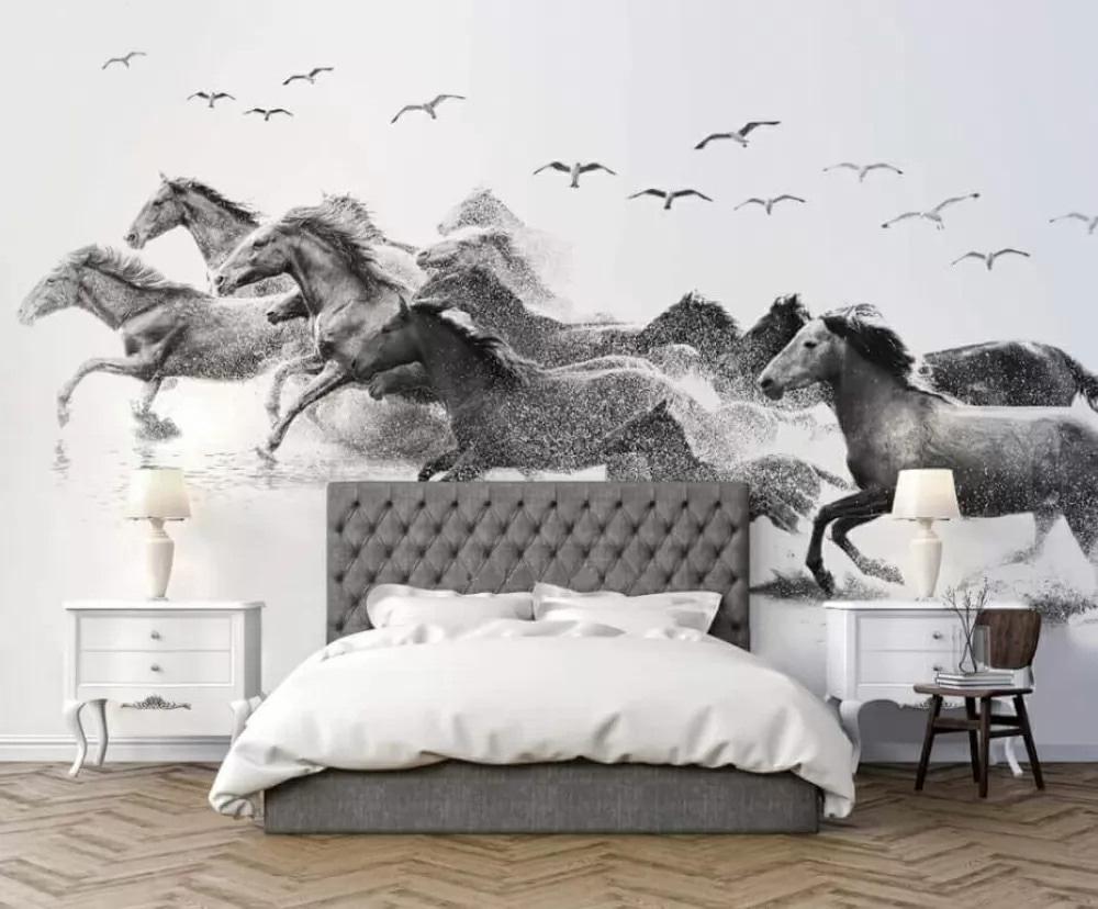 Groupe de chevaux courant dans l'eau u14413pib1m - Groupe de chevaux courant dans l'eau - tegory