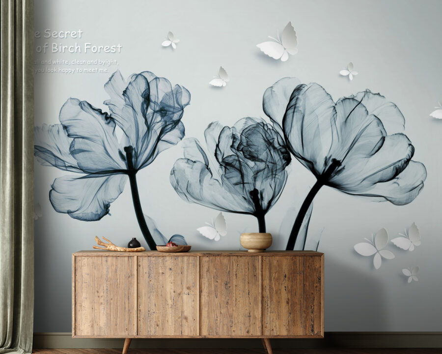 Image de fleurs en noir et blanc