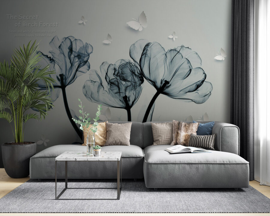 Image de fleurs en noir et blanc