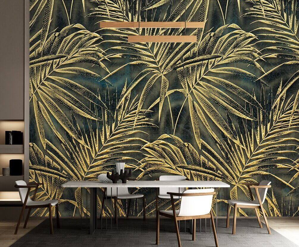 Feuilles tropicales luxuriantes dans un motif élégant u14936piq1 - Feuilles tropicales luxuriantes dans un motif élégant - tegory