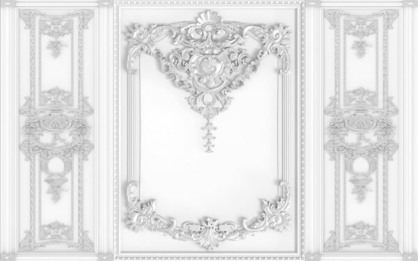 Mur blanc avec motifs ornés Mur blanc avec motifs ornés