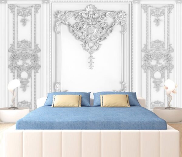Mur blanc avec motifs ornés Mur blanc avec motifs ornés
