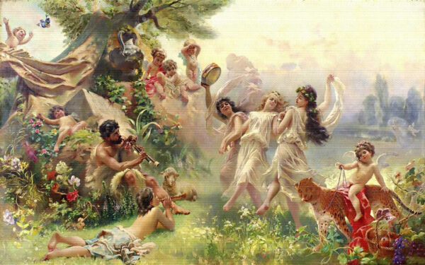 Peinture de personnes dansant dans une forêt Peinture de personnes dansant dans une forêt