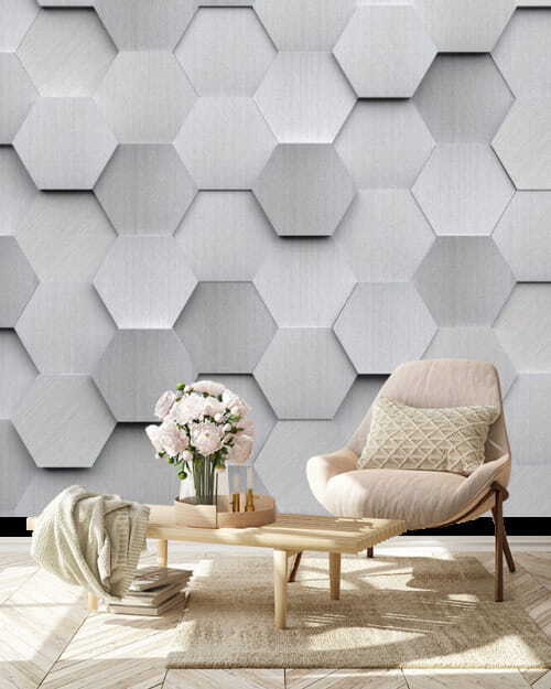 Hexagones blancs sur un mur