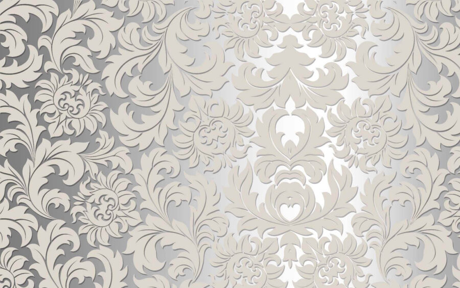 Motif floral blanc et gris