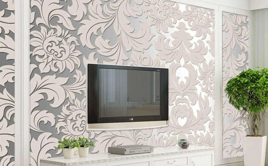 Motif floral blanc et gris
