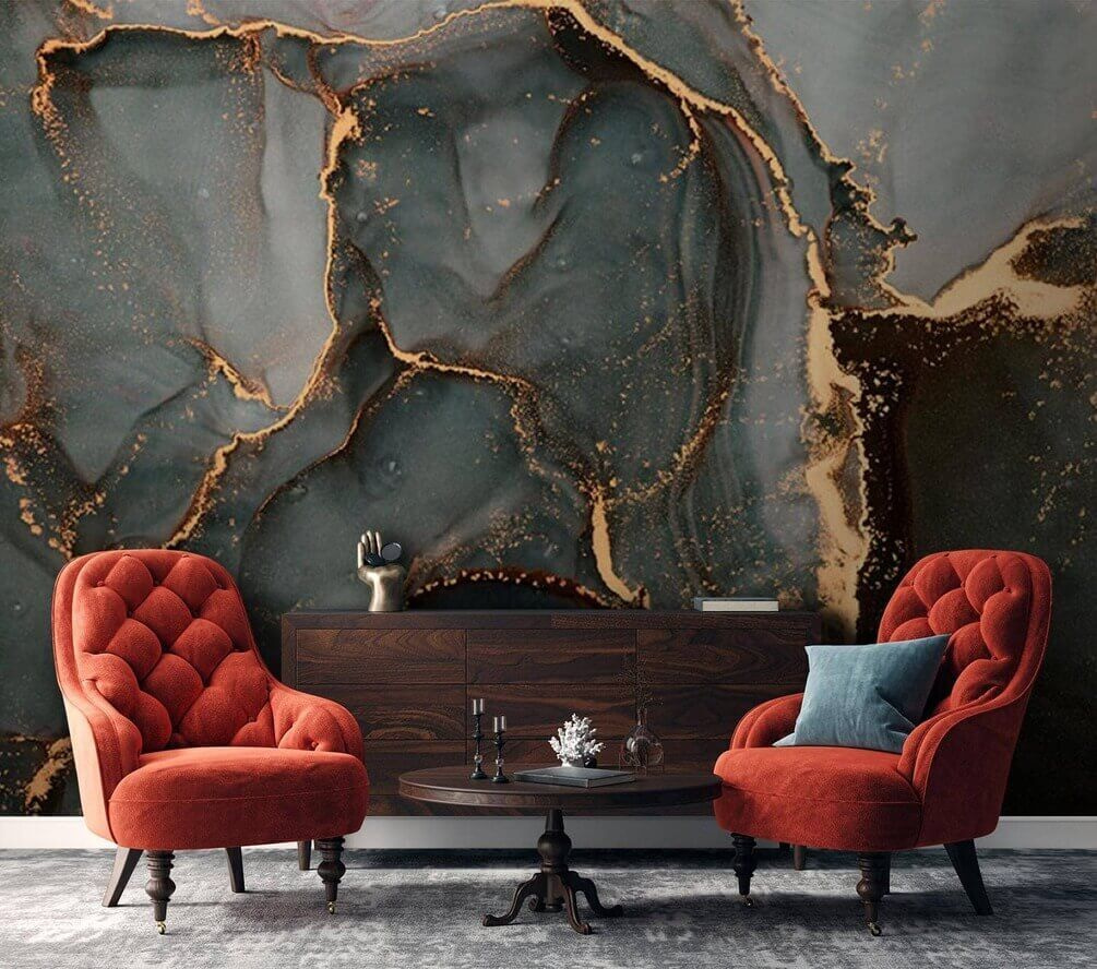 Swirling hues of teal and copper Swirling hues of teal and copper