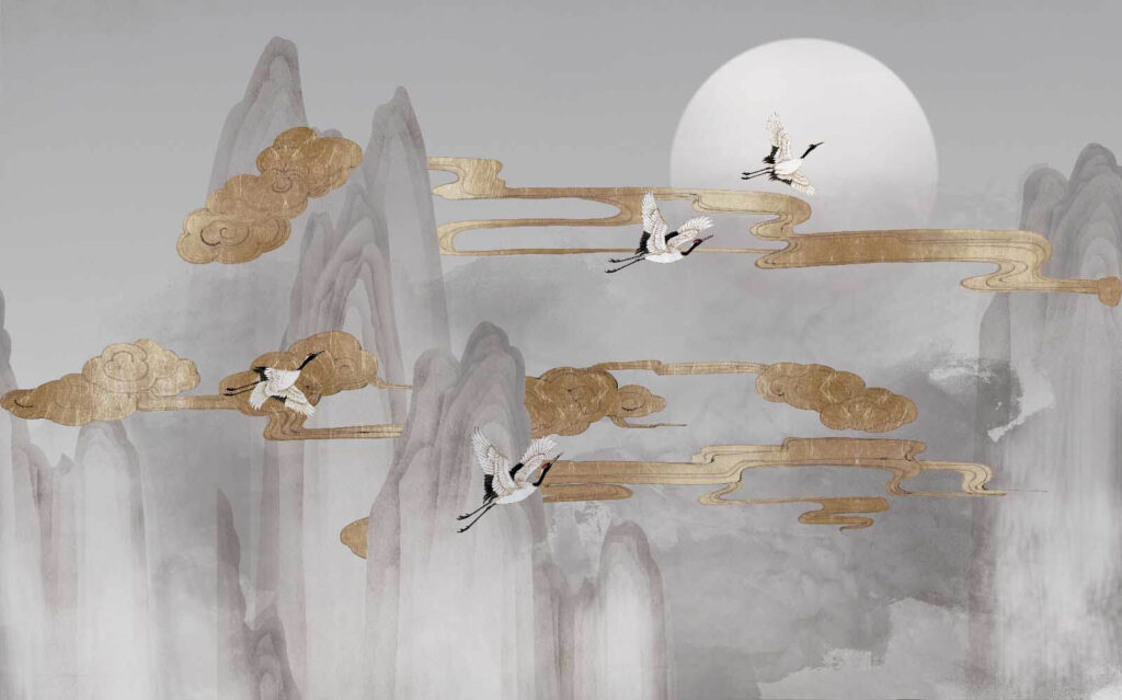 Peinture d'oiseaux volant dans le ciel Peinture d'oiseaux volant dans le ciel