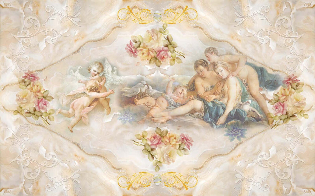 Peinture d'anges et de fleurs Peinture d'anges et de fleurs