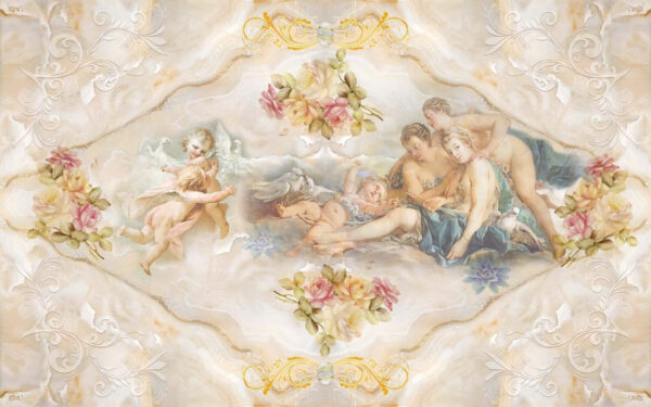 Peinture d'anges et de fleurs Peinture d'anges et de fleurs