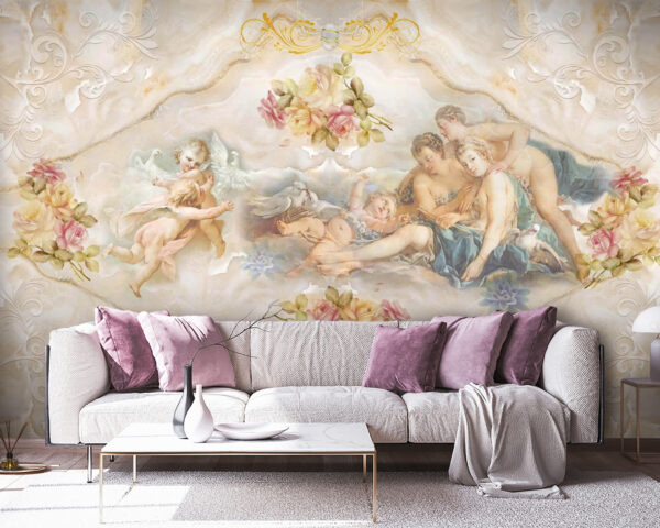 Peinture d'anges et de fleurs Peinture d'anges et de fleurs