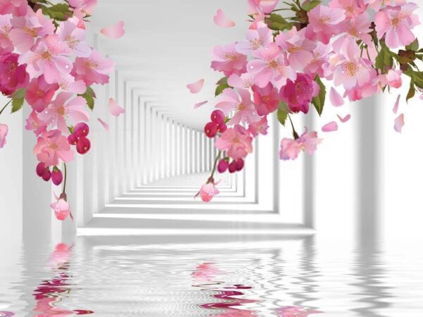 Fleurs roses sur une branche Fleurs roses sur une branche