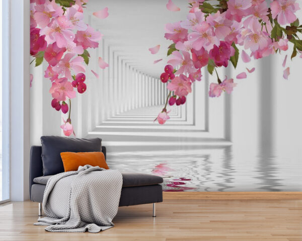 Fleurs roses sur une branche Fleurs roses sur une branche