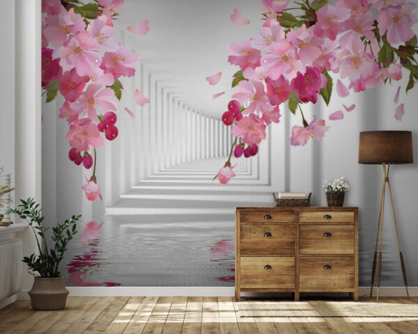 Fleurs roses sur une branche Fleurs roses sur une branche