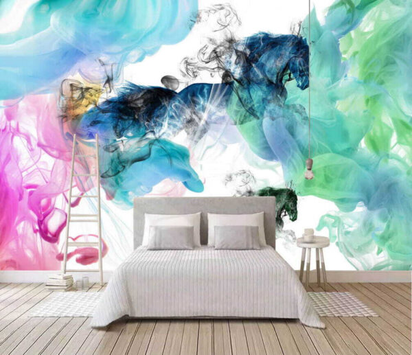 Cheval dans différentes couleurs de fumée Cheval dans différentes couleurs de fumée