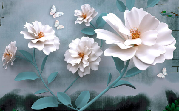 Fleurs blanches avec papillons u19483p 600x375 - Fleurs blanches avec papillons - tegory