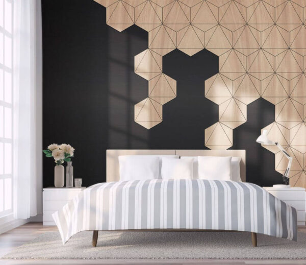 Bois et fond noir avec hexagones Bois et fond noir avec hexagones