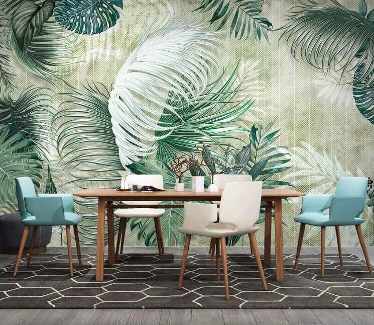 Papier peint avec un motif de feuilles u23083pik1m - Papier peint avec un motif de feuilles - tegory