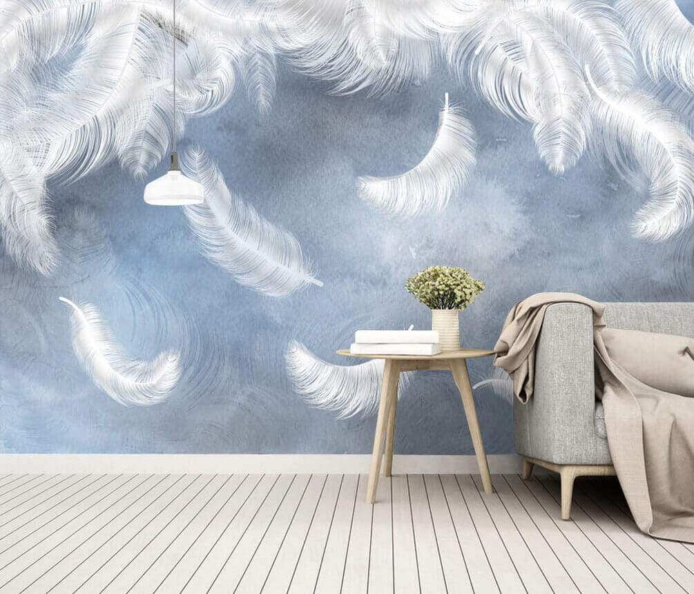 u23747pig3m - Plumes blanches sur fond bleu - tegory