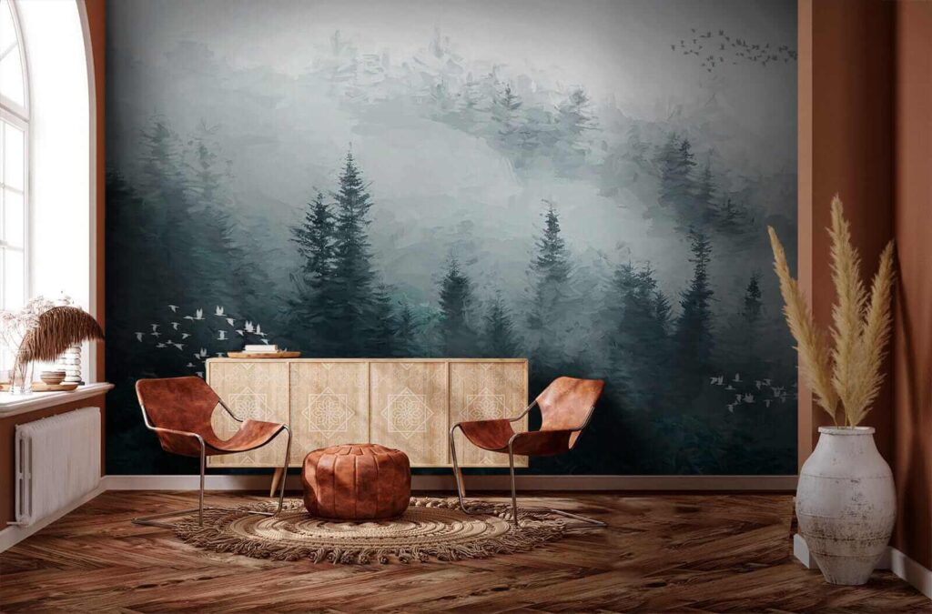 u23921pih1 1024x675 - Forêt brumeuse avec oiseaux en vol - tegory