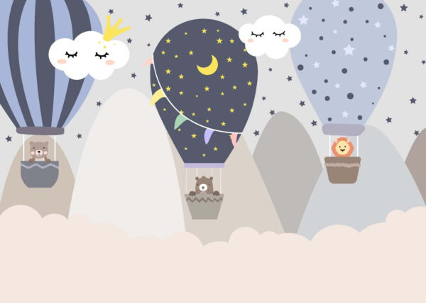Dessin animé de montgolfières dans le ciel Dessin animé de montgolfières dans le ciel