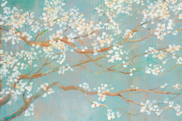 Peinture d'une branche d'arbre avec des fleurs blanches Peinture d'une branche d'arbre avec des fleurs blanches