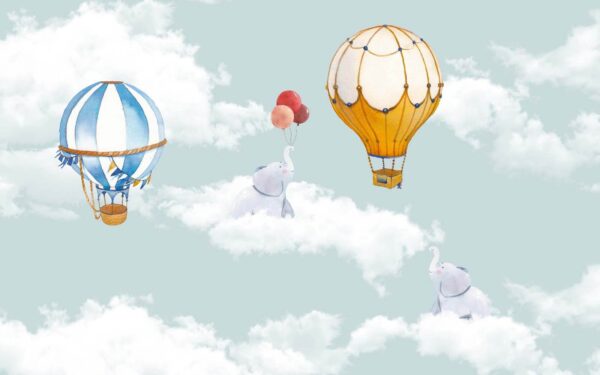 Groupe d'éléphants volant dans les nuages Groupe d'éléphants volant dans les nuages
