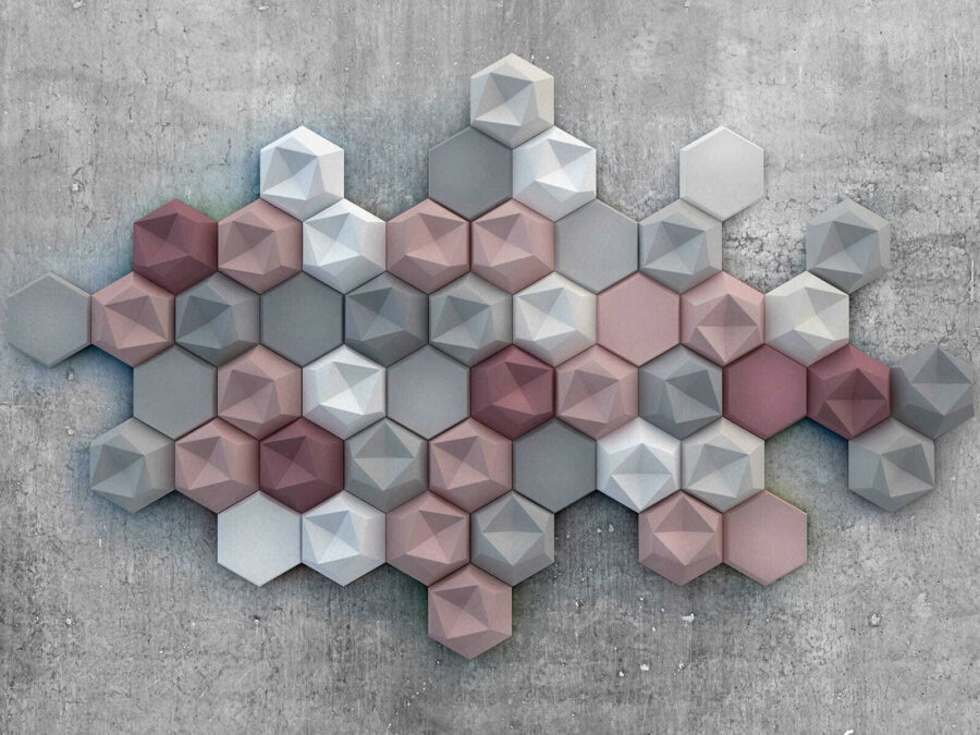 Groupe d'hexagones sur une surface en béton Groupe d'hexagones sur une surface en béton