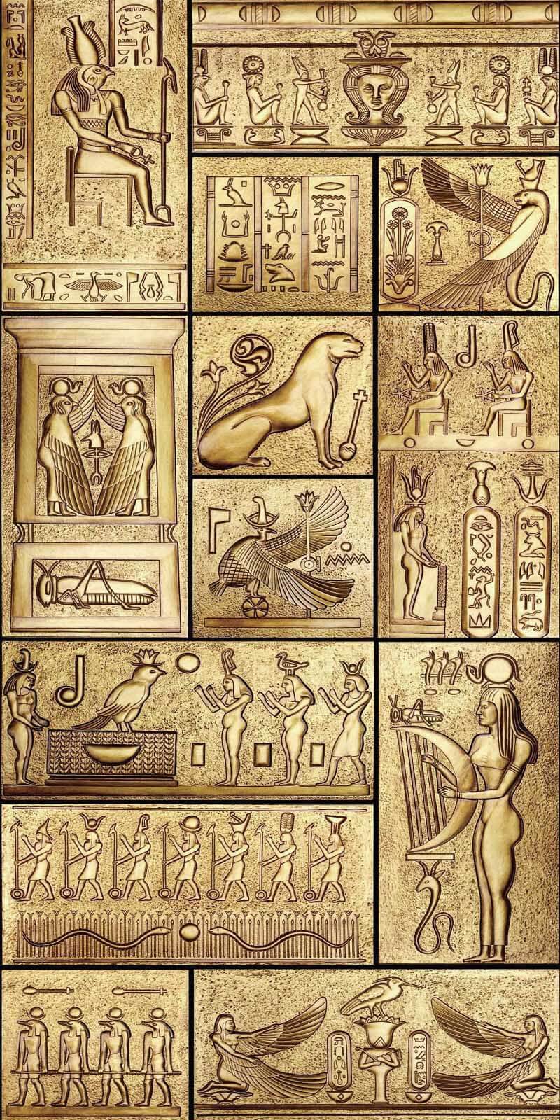 Collage de symboles égyptiens anciens